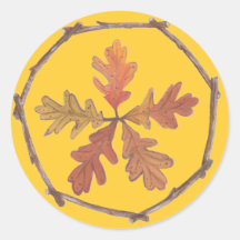 Autumn Pentagram Round Sticker