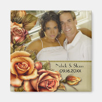 Autumn Rose Glow Floral Wedding - Add Photo magnets