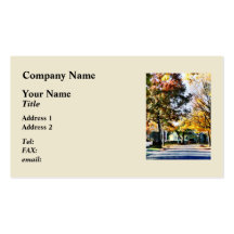 Autumn Street With Yellow House Business Card Template
