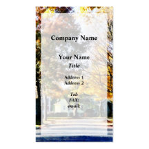 Autumn Street With Yellow House Business Card
