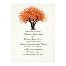 Autumn Tree Dancing Blooms Wedding Personalized Invitation