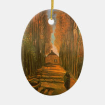 Avenue of Poplars in Autumn by Vincent van Gogh Christmas Ornament