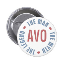 Avo Man Myth Legend Customisable Pinback Buttons