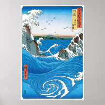 Awa Province, Naruto Whirlpools by Ando Hiroshige Posters