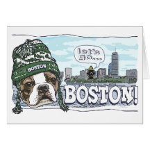 Awesome Boston Fan Green Hat Greeting Card