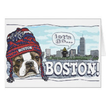 Awesome Boston Fan Red Cap Greeting Cards