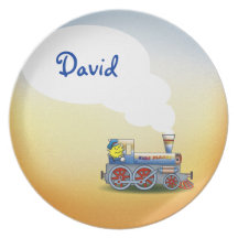 Awesome Locomotive with kid name Party Plates