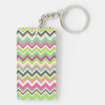 Aztec Andes Tribal Mountains Chevron Zig Zags Keychain
