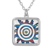 Aztec Mayan Multi-Coloured Sundial Necklace