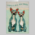 Azure French Bulldogs Love Is All You Need Card cards