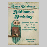 Azure Owl  Birthday Invitation invitations