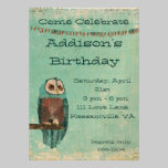 Azure  Owl  Birthday Invitation invitations