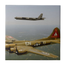 B17G and B52H Bombers in Flight Ceramic Tile