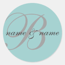 "B" monogram label - personalise Round Stickers