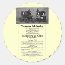 B+O Railroad Taxameter Cab Service 1908 Stickers