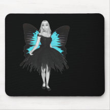 B&W Goth Ballerina & Blue Butterfly Wings Mousepad