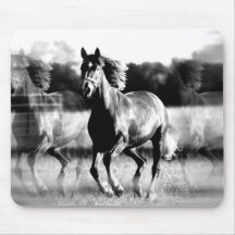 B&W Running Horse Mouse Pads