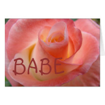 BABE greeting cards Pink Rose Flower Valentine's