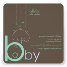 Baby "a" in B Boy Blue Cute Baby Shower Invitation