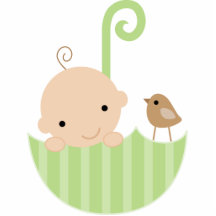 Baby and Bird in Umbrella Cake Topper Cut Outs