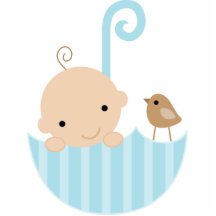 Baby and Bird in Umbrella Cake Topper Photo Sculptures