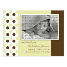 Baby Birth Announcement Khaki Polka Dots Postcard