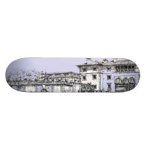 Baby blue ink sketch custom skateboard