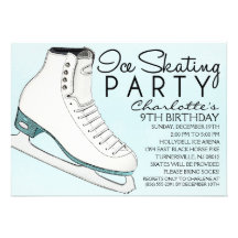 Baby Blue Skate Mates Ice Skating Birthday Party Invite