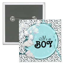 baby boy birth announcement bear pinback buttons