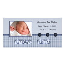 Baby Boy Birth Announcement Photo Card