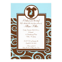 Baby Boy Bodysuit Swirl Boy Baby Shower Invitation