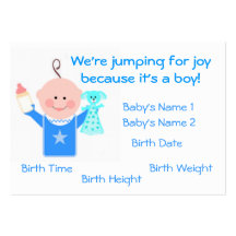 Baby Boy Photo Personailzed  Announcement Card Business Cards