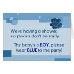 Baby Boy Wear Blue Baby Shower Invitation Greeting Card