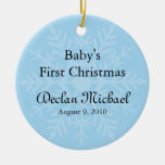 Baby Boy's First Christmas - Blue Snowflake Christmas Tree Ornaments