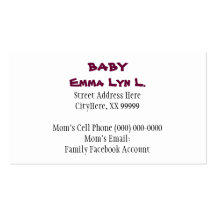 Baby Business Cards Little Girl's Shoes Pink
