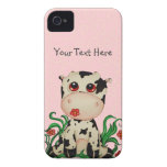 Baby Cow with Pink Hearts iPhone 4 Case