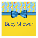 Baby Ducks In Yellow & Blue Baby Shower Announcement