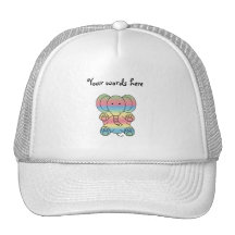 Baby elephant in rainbow pastel mesh hat