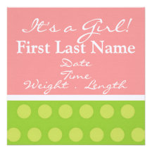 Baby Girl Birth Announcement