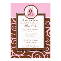 Baby Girl Dress Swirl Baby Shower Invitation