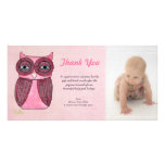 Baby Girl Owl Thank You Photo Template Photocard Custom Photo Card