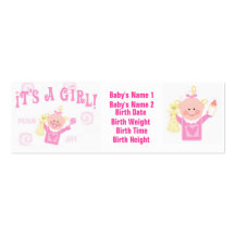 Baby Girl Personailzed Photo Announcement Card Business Card Template