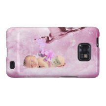 Baby girl pink clouds and stork case samsung galaxy SII covers