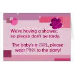Baby Girl Wear Pink To The Party Shower Invitation Greeting Cards
