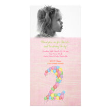 Baby Girls 2nd Birthday Party Photo Card Invite
