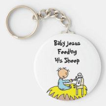 Baby Jesus Feeding His Sheep Keychain