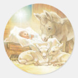 Baby Jesus Nativity with Lambs and Donkey Sticker