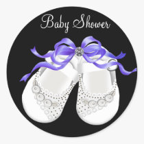 Baby Shoes Black Purple Baby Girl Shower Stickers stickers