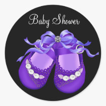 Baby Shoes Black Purple Baby Girl Shower Stickers stickers