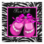 Baby Shoes Hot Pink Zebra Baby Girl Shower Personalised Invites